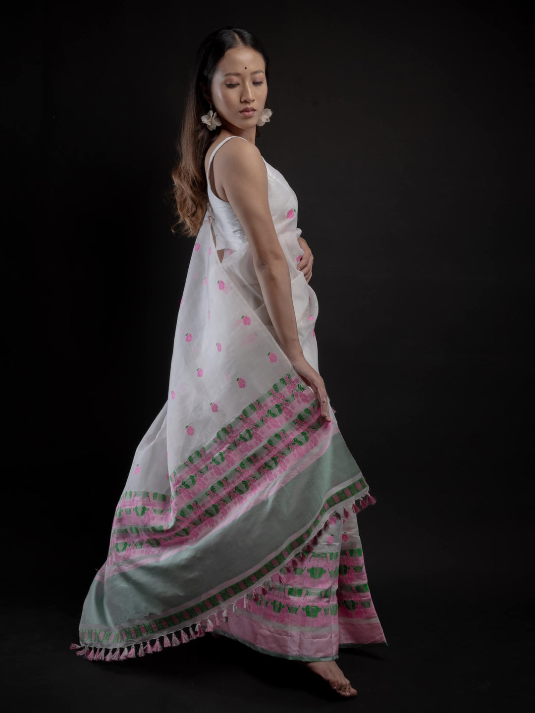 Ivory Kesa Paat Silk Mekhela Sador
