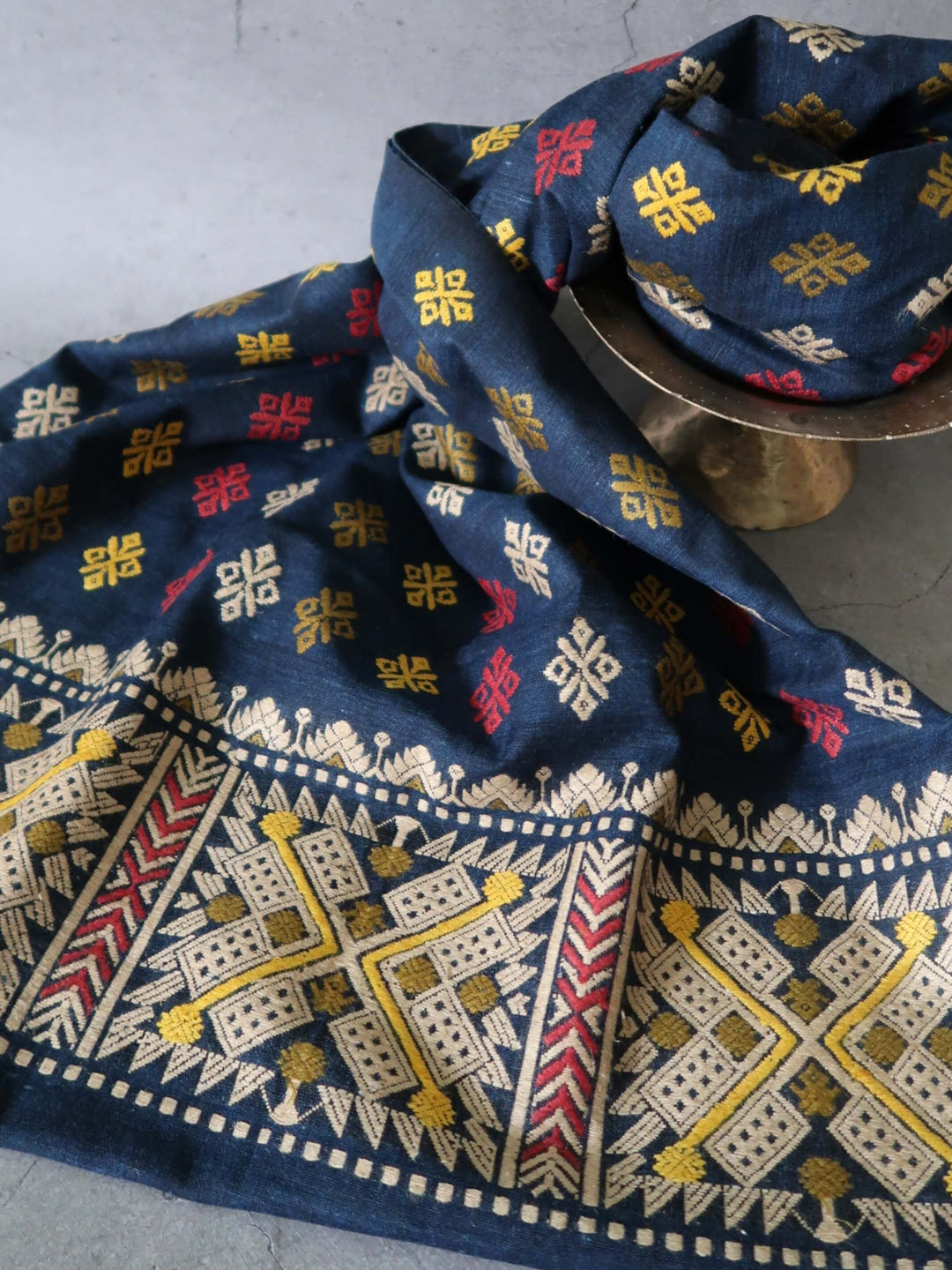 Indigo Silk Cotton Blouse Fabric