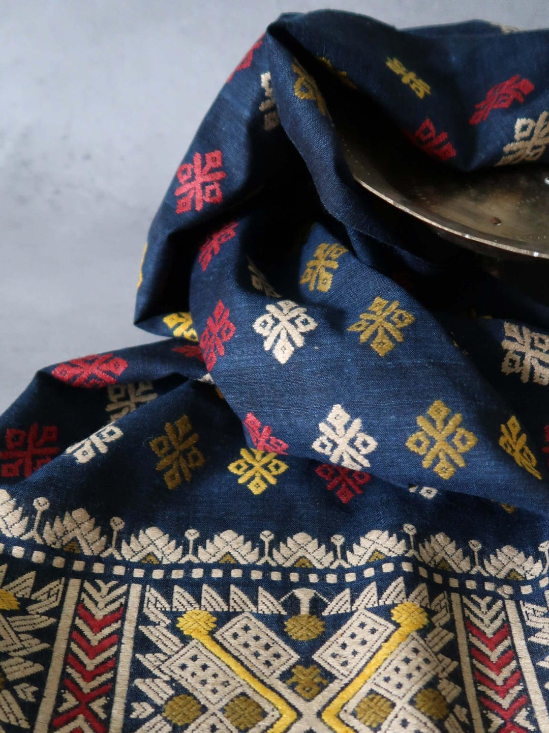 Indigo Silk Cotton Blouse Fabric