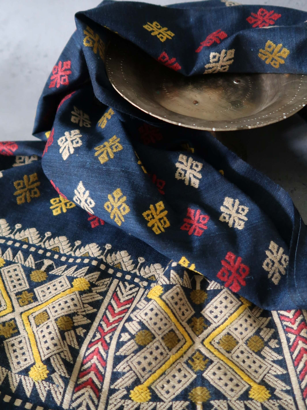 Indigo Silk Cotton Blouse Fabric
