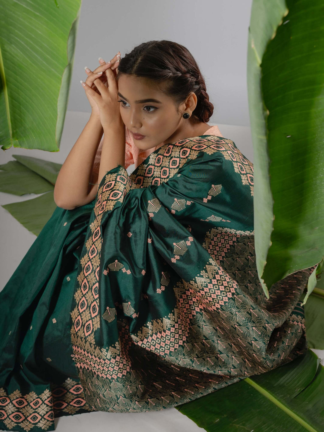 Emerald Green Paat Silk Saree