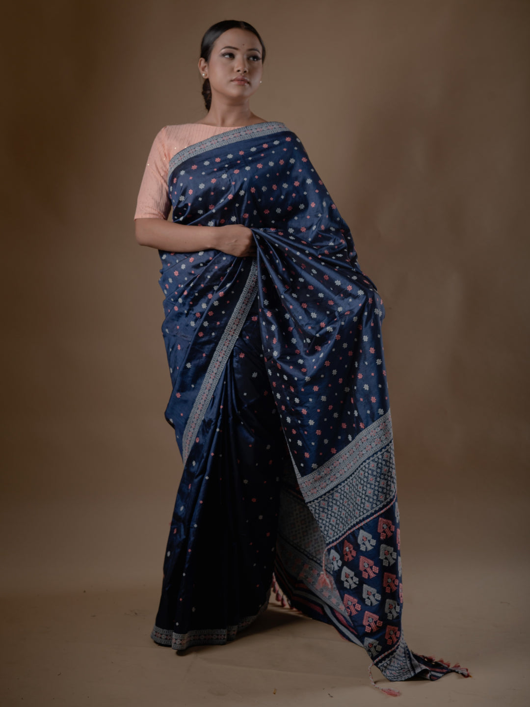 Indigo Blue Paat Silk Saree