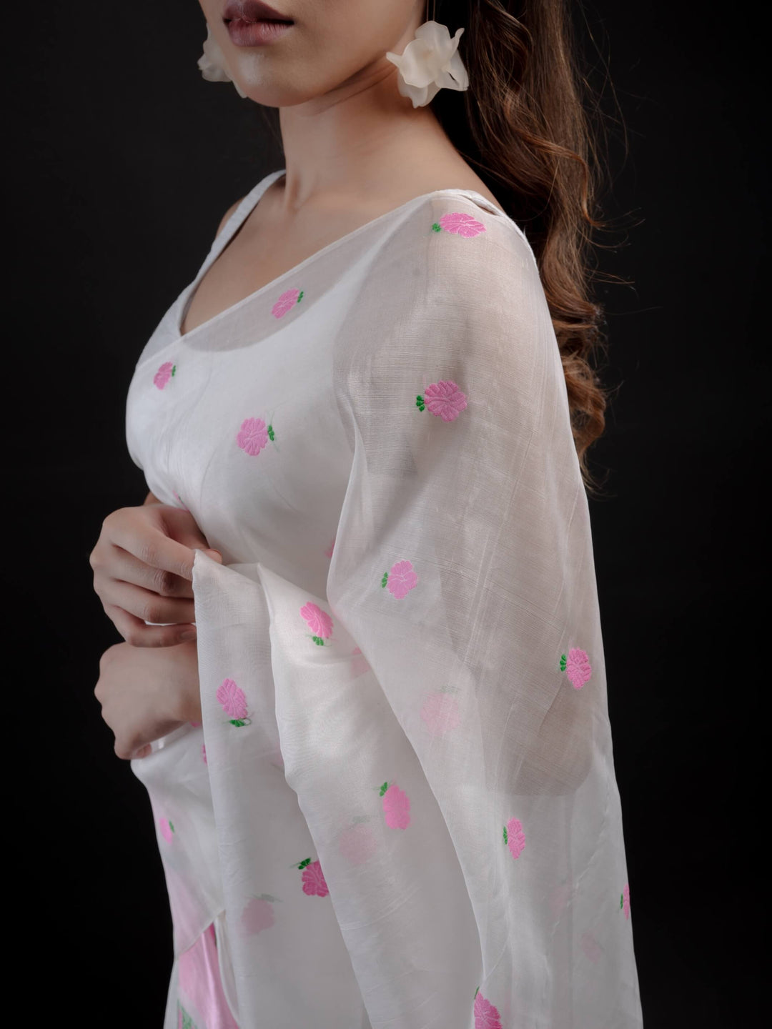 Ivory Kesa Paat Silk Mekhela Sador
