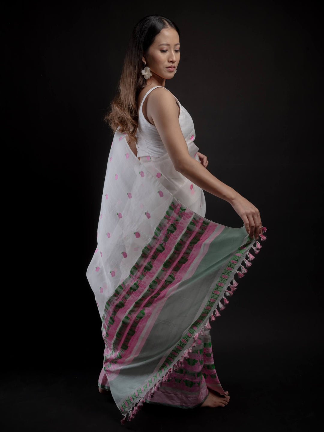 Ivory Kesa Paat Silk Mekhela Sador