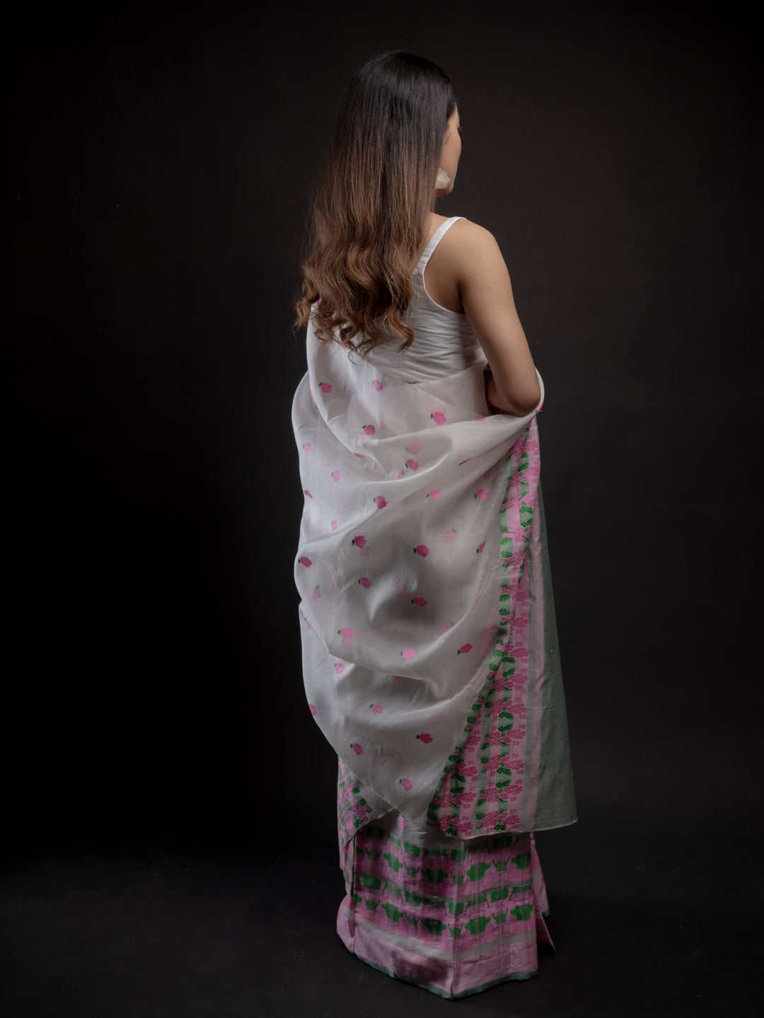 Ivory Kesa Paat Silk Mekhela Sador