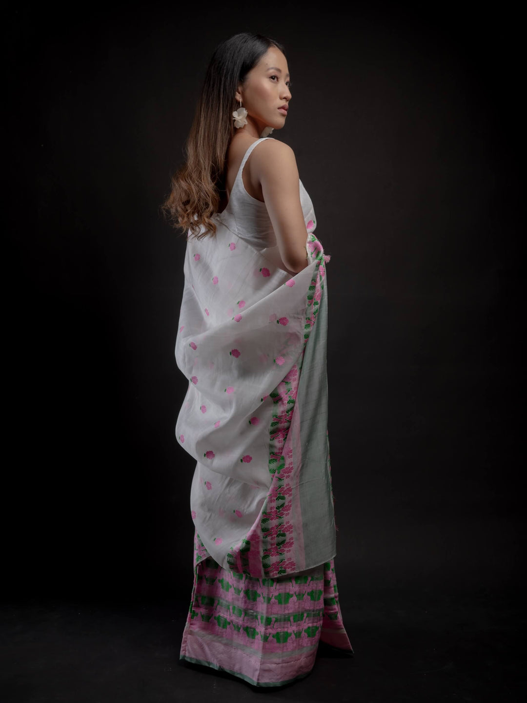 Ivory Kesa Paat Silk Mekhela Sador