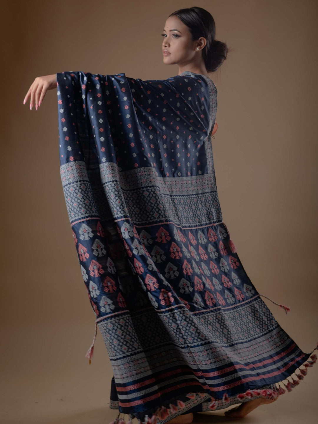 Indigo Blue Paat Silk Saree