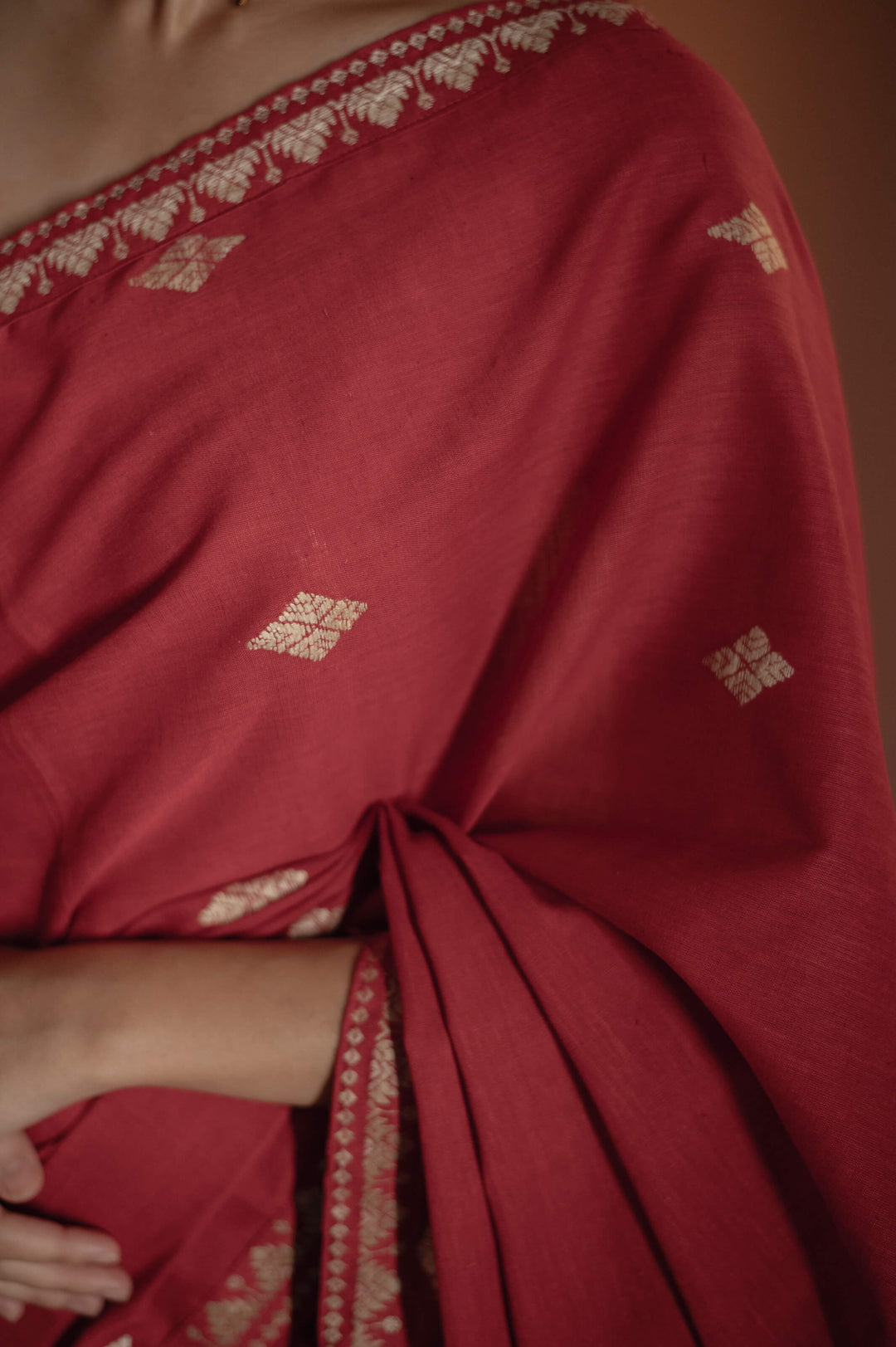Red Silk Cotton Mekhela Sador