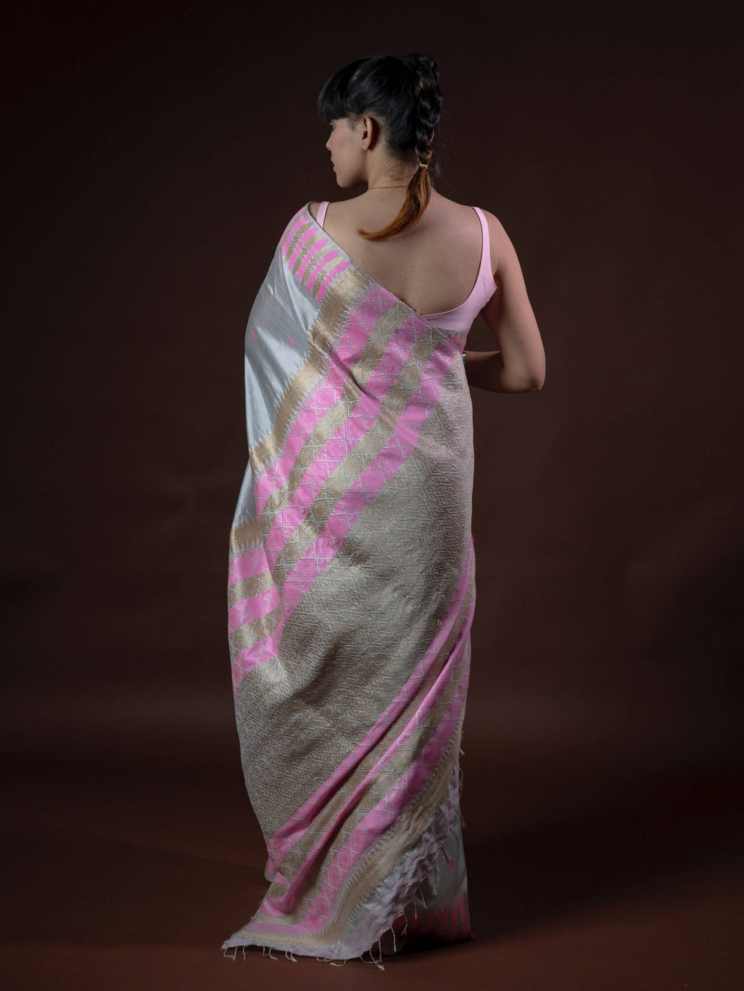 Silver Paat Silk Saree