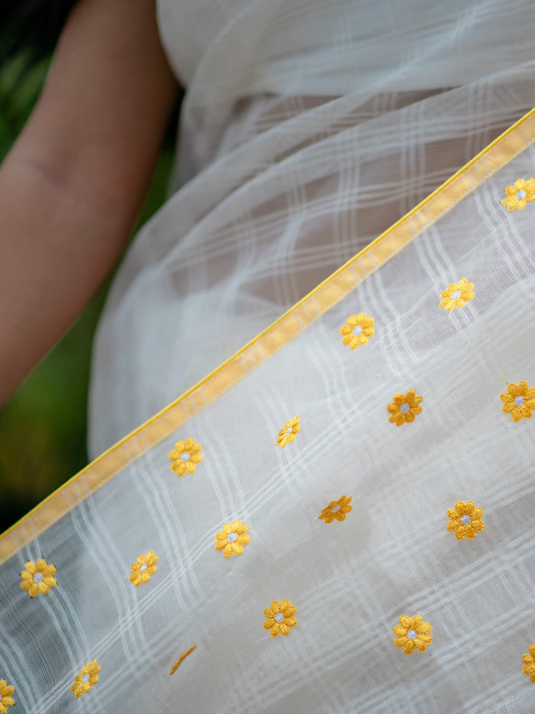 Ivory Yellow Silk Cotton Saree