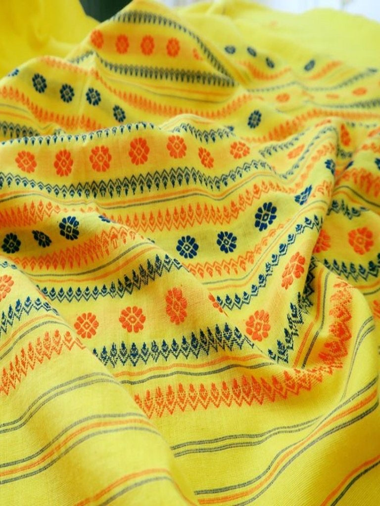 Canary Yellow Silk Cotton Saree