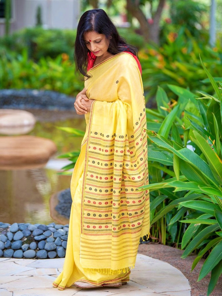 Canary Yellow Silk Cotton Saree