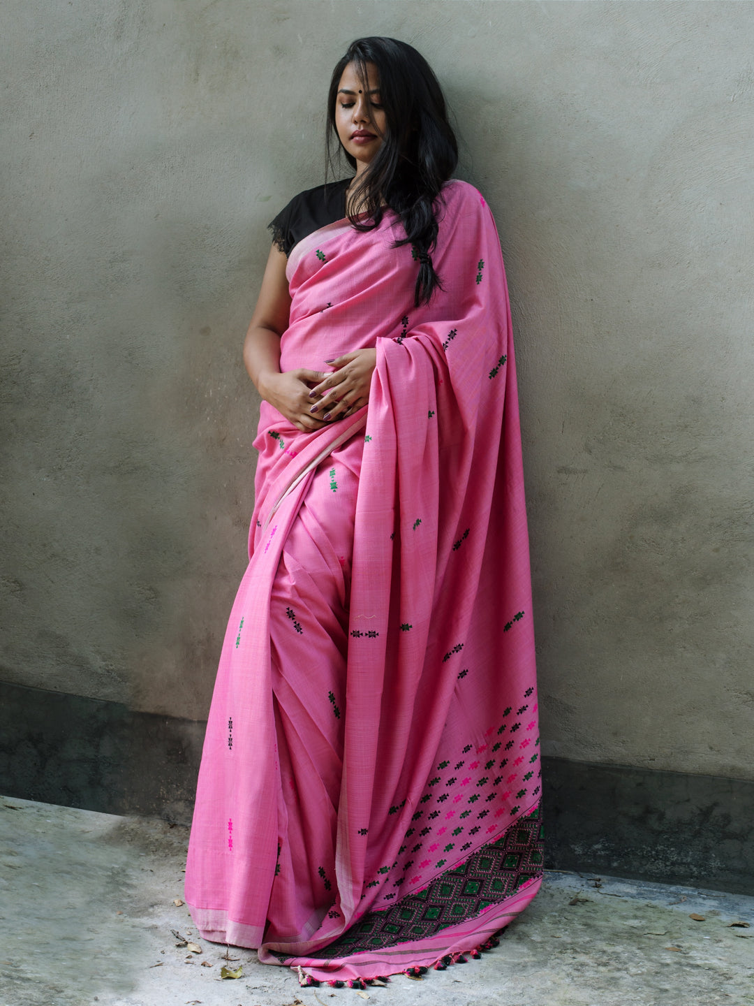 Rose Pink Eri Silk Saree