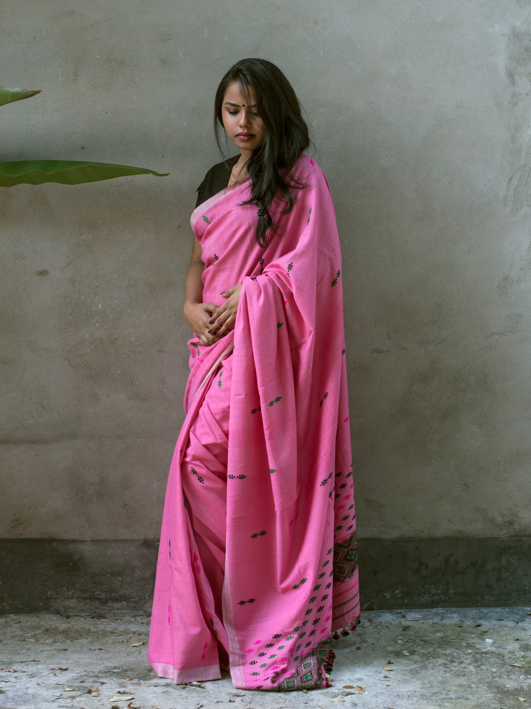 Rose Pink Eri Silk Saree