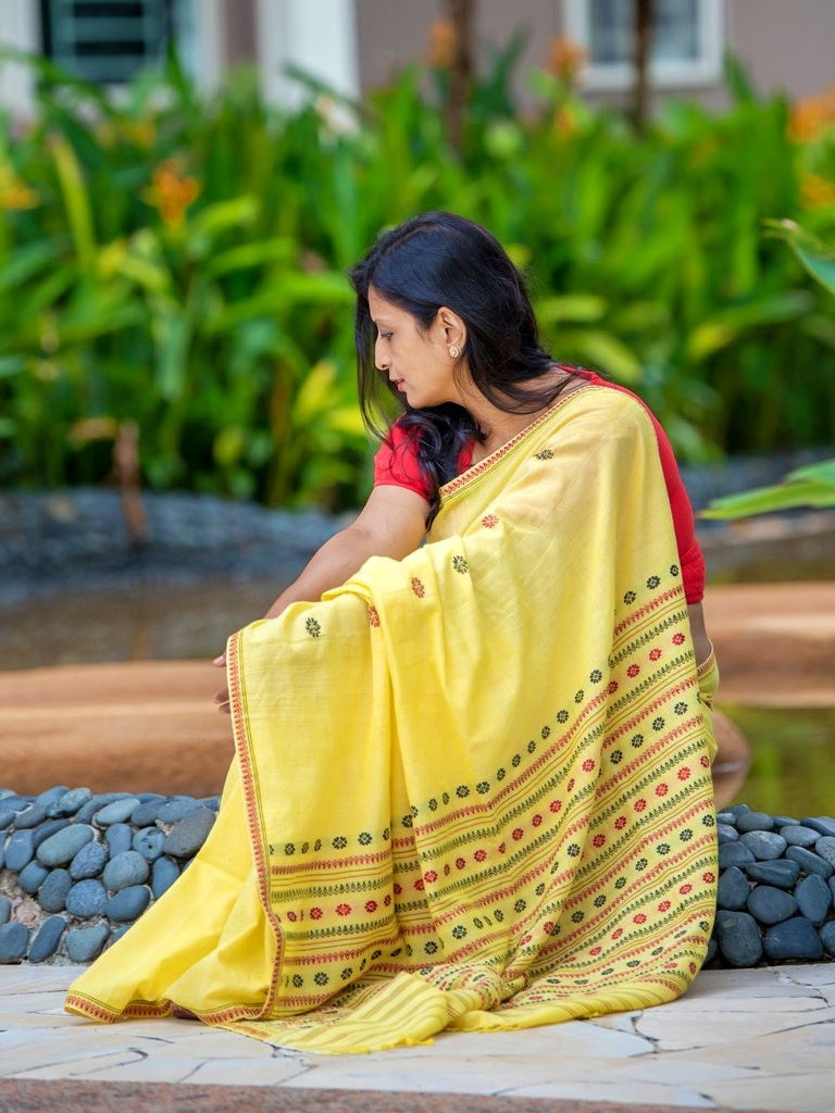 Canary Yellow Silk Cotton Saree