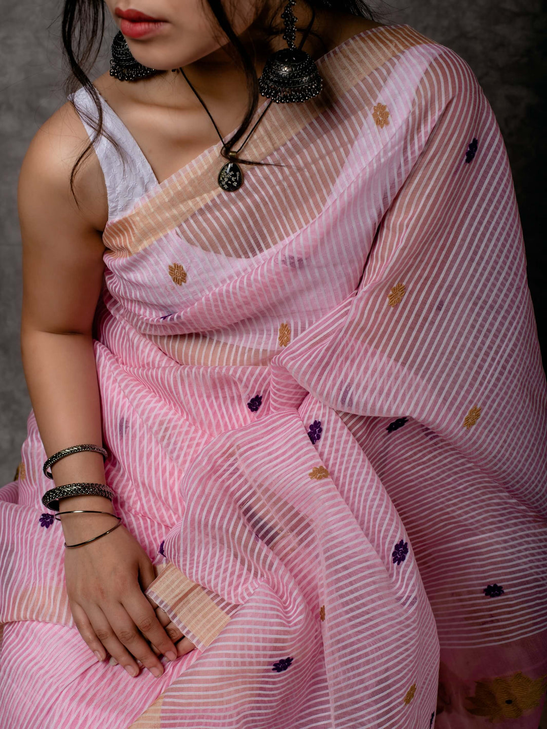 Carnation Pink Kesa Paat Silk Saree