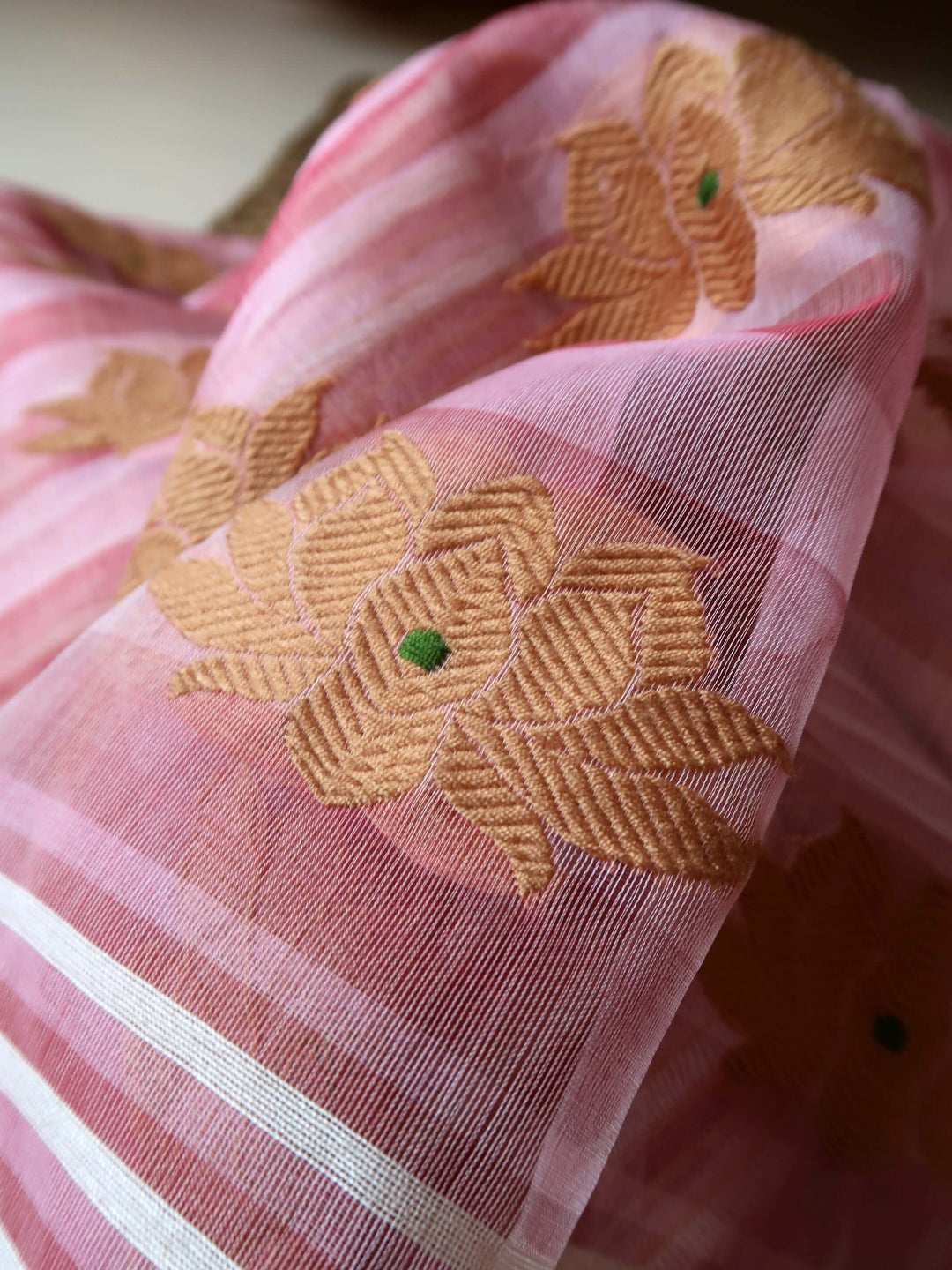 Pink Stripes Kesa Paat Silk Saree
