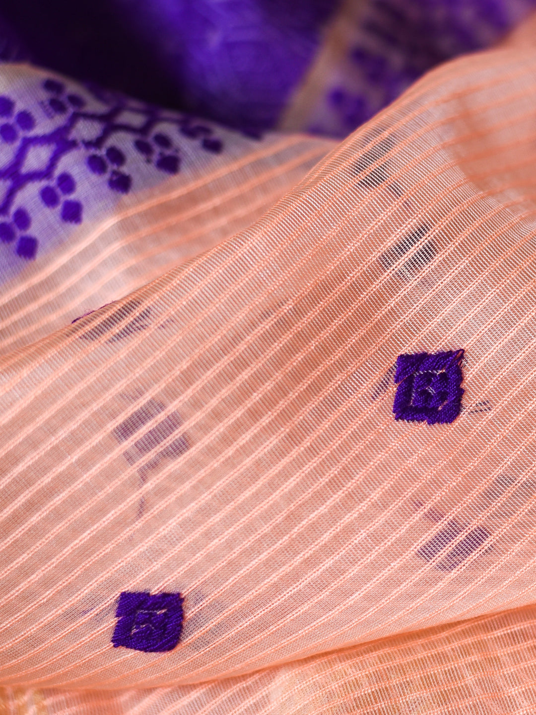 Peach Kesa Paat Silk Saree