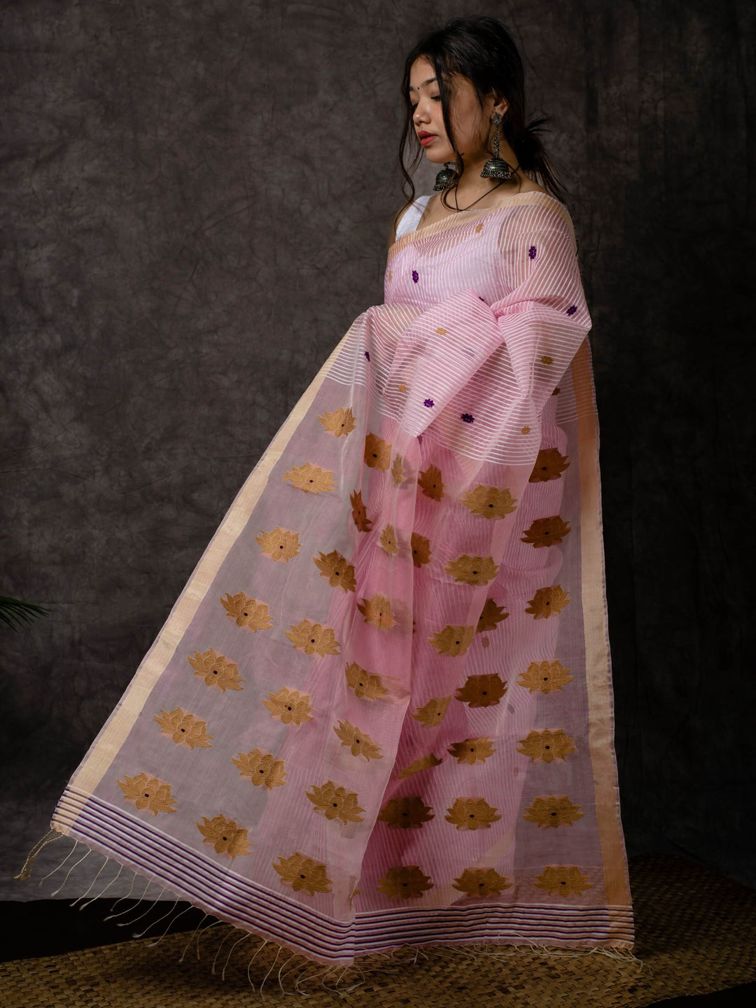 Carnation Pink Kesa Paat Silk Saree
