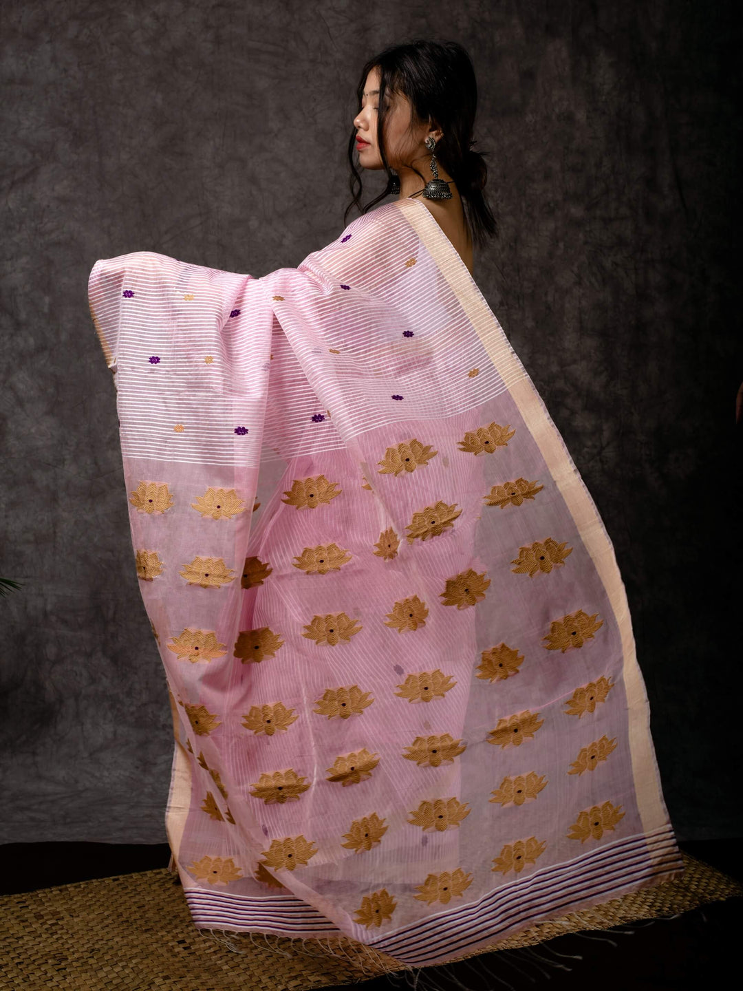 Carnation Pink Kesa Paat Silk Saree