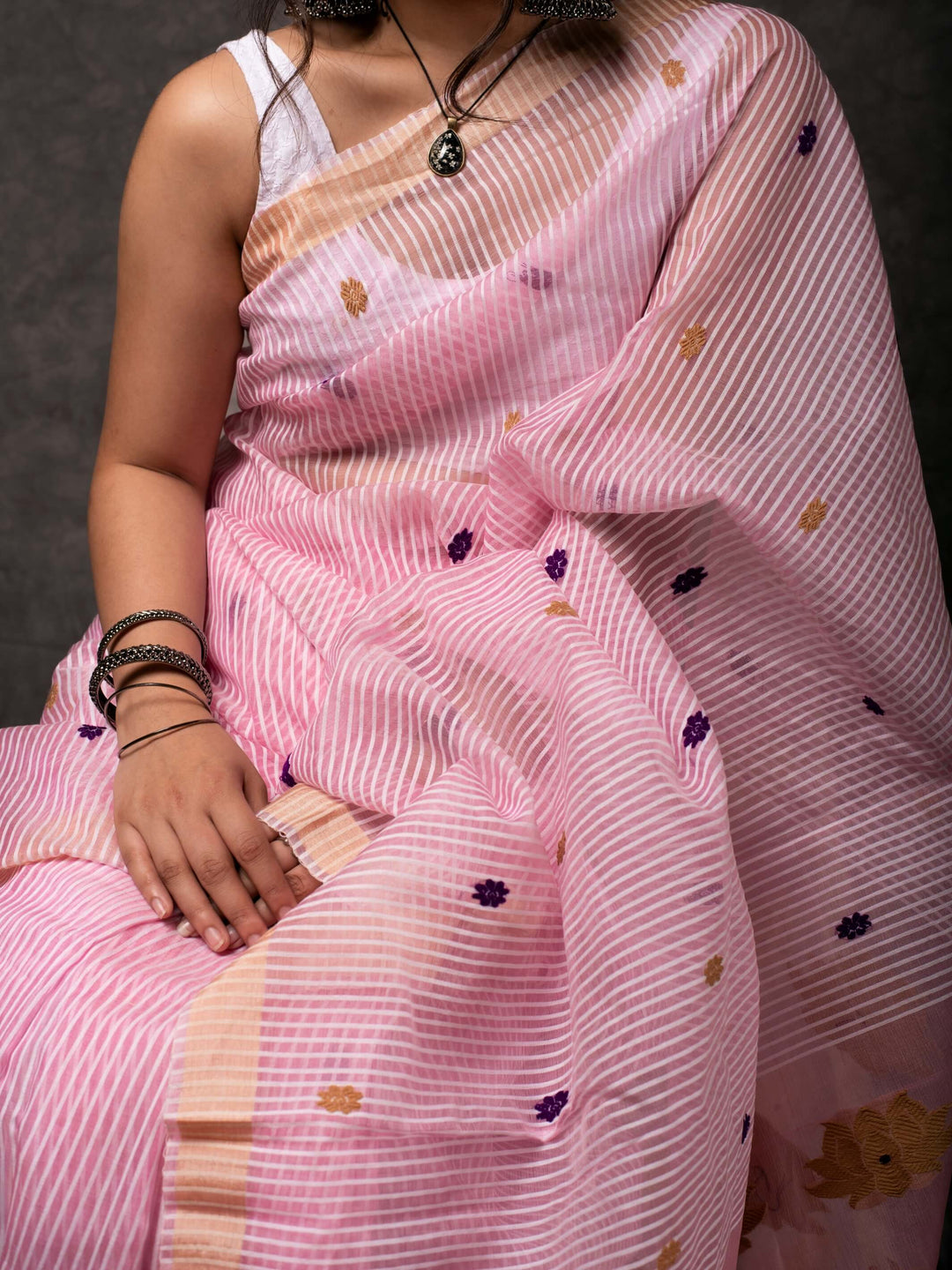 Carnation Pink Kesa Paat Silk Saree