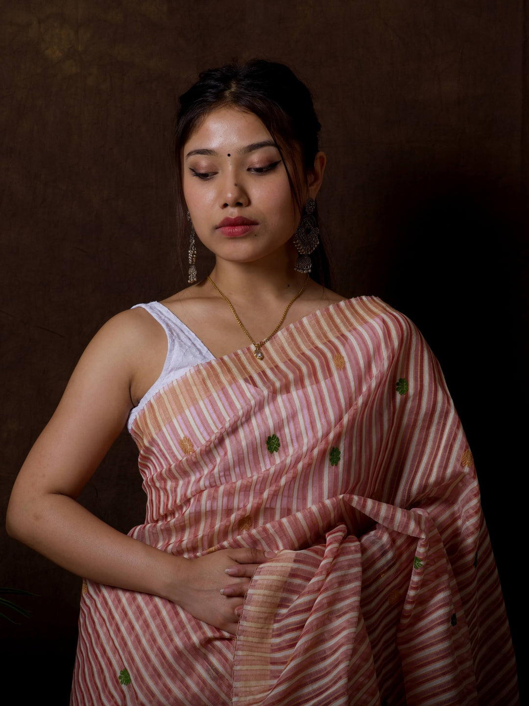 Pink Stripes Kesa Paat Silk Saree