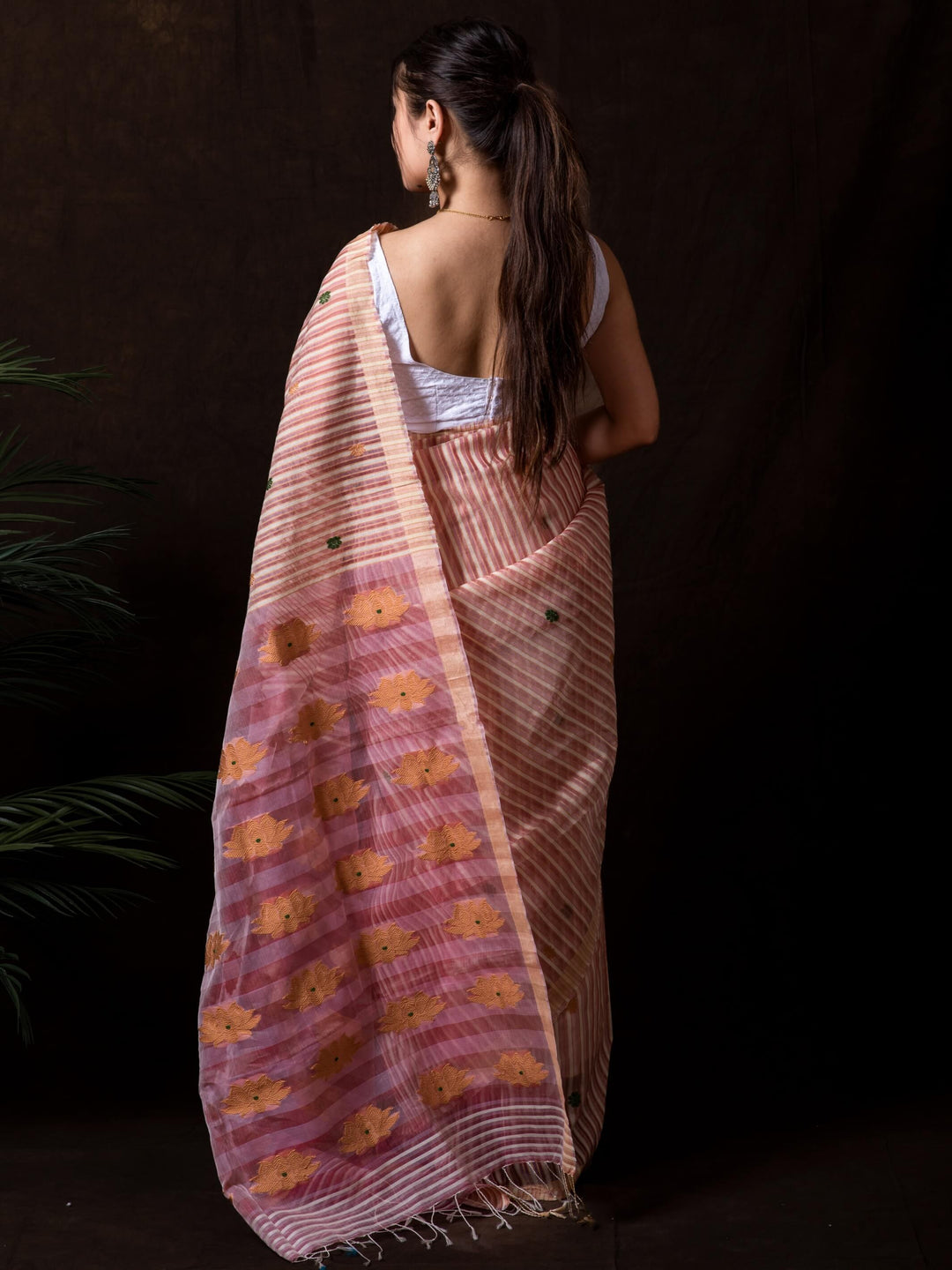 Pink Stripes Kesa Paat Silk Saree