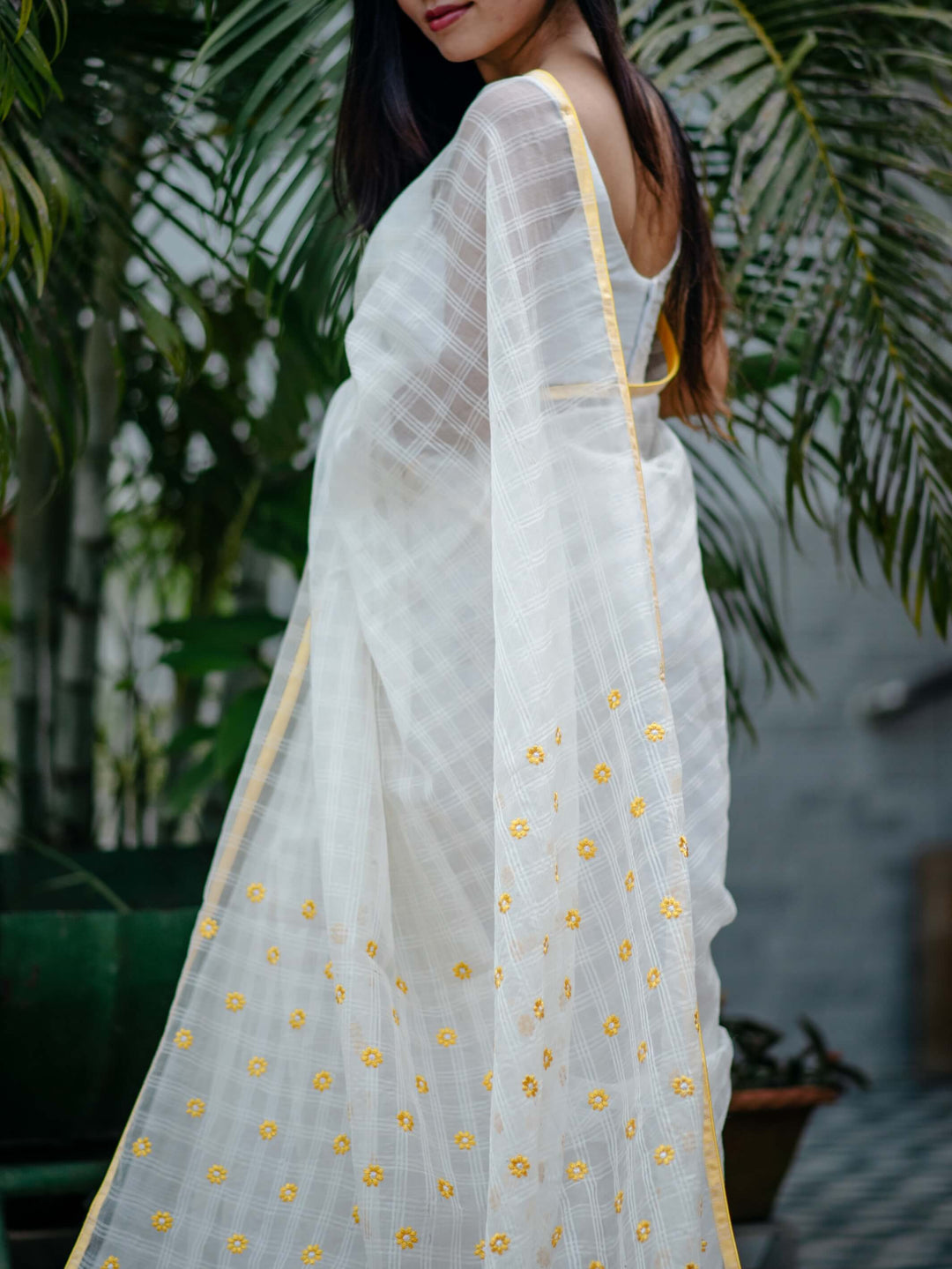 Ivory Yellow Silk Cotton Saree