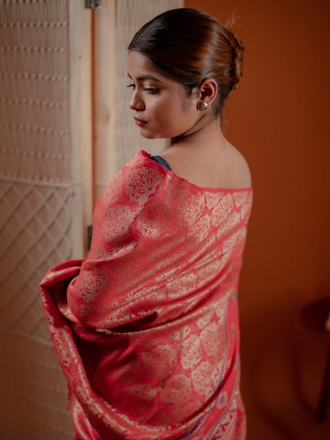 Red Eri Silk Mekhela Sador