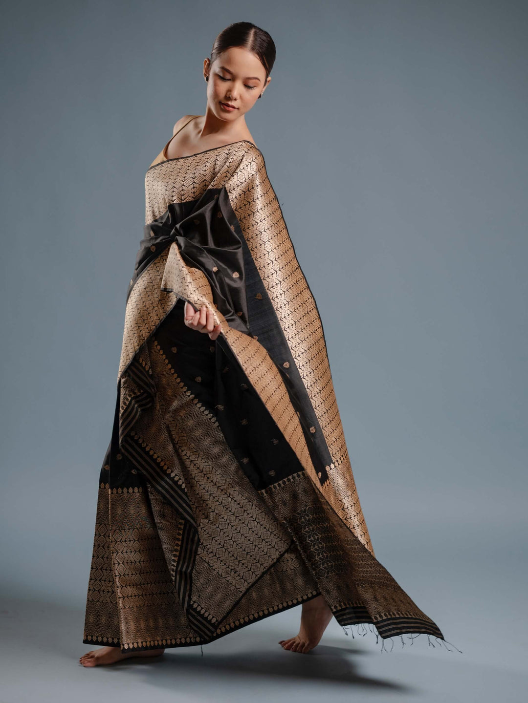 Onyx Paat Silk Mekhela Sador