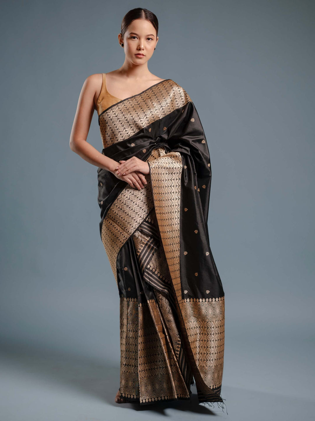 Onyx Paat Silk Mekhela Sador