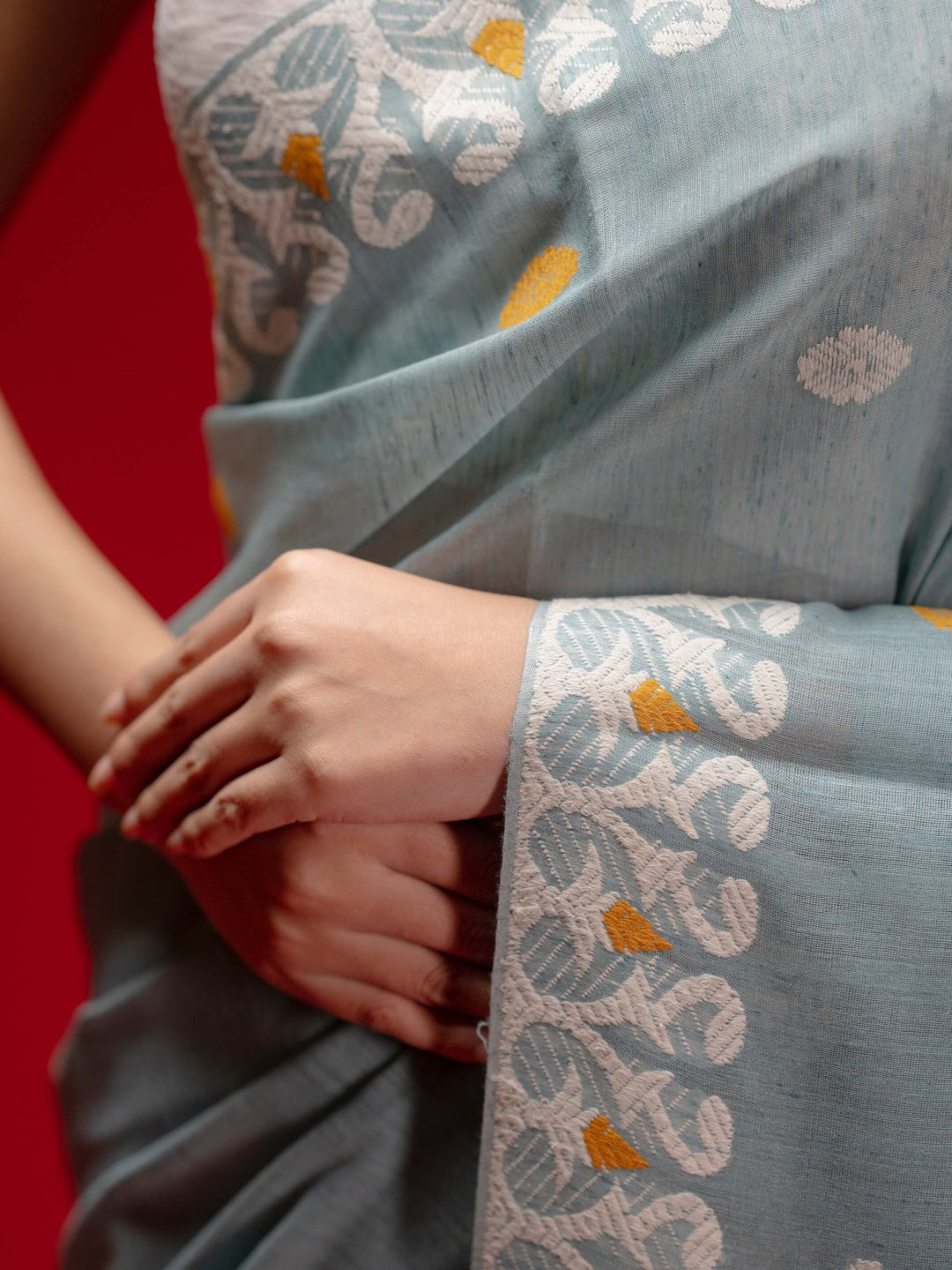 Smoky Blue Eri Kesa Paat Silk Saree