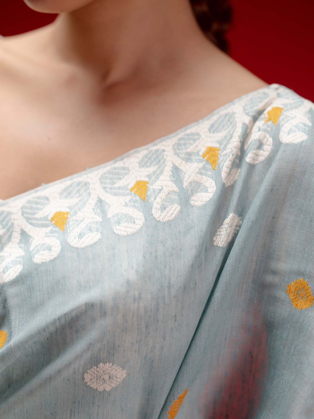 Smoky Blue Eri Kesa Paat Silk Saree
