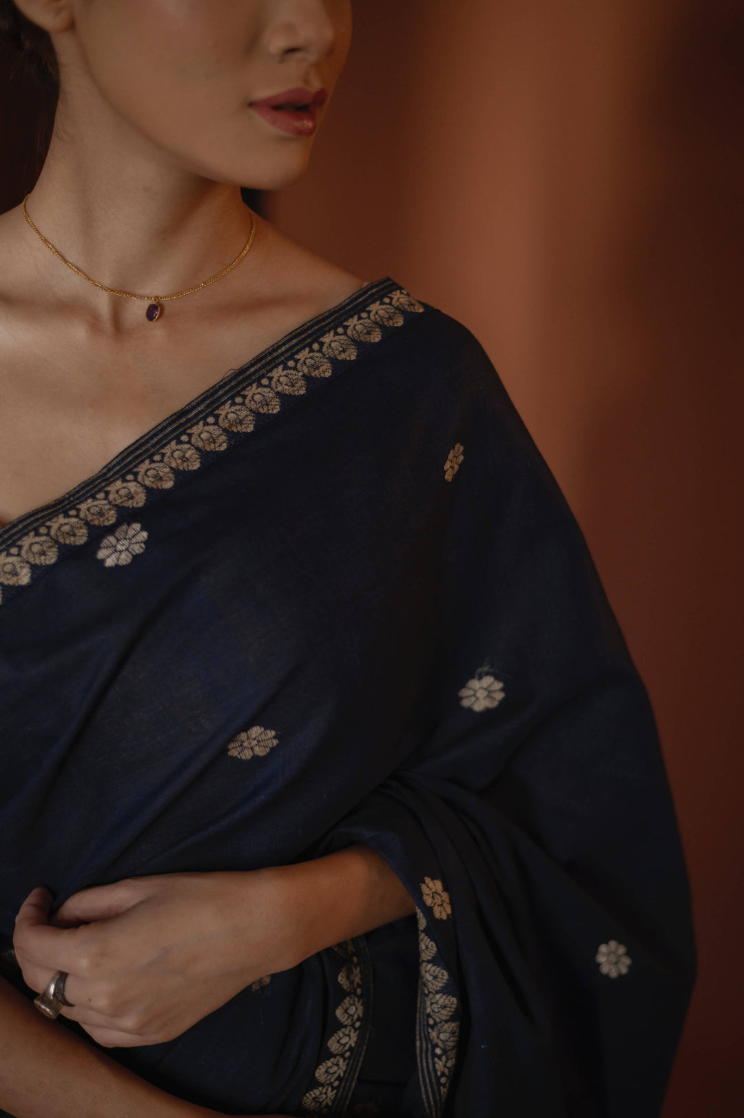 Indigo Blue Silk Cotton Mekhela Sador