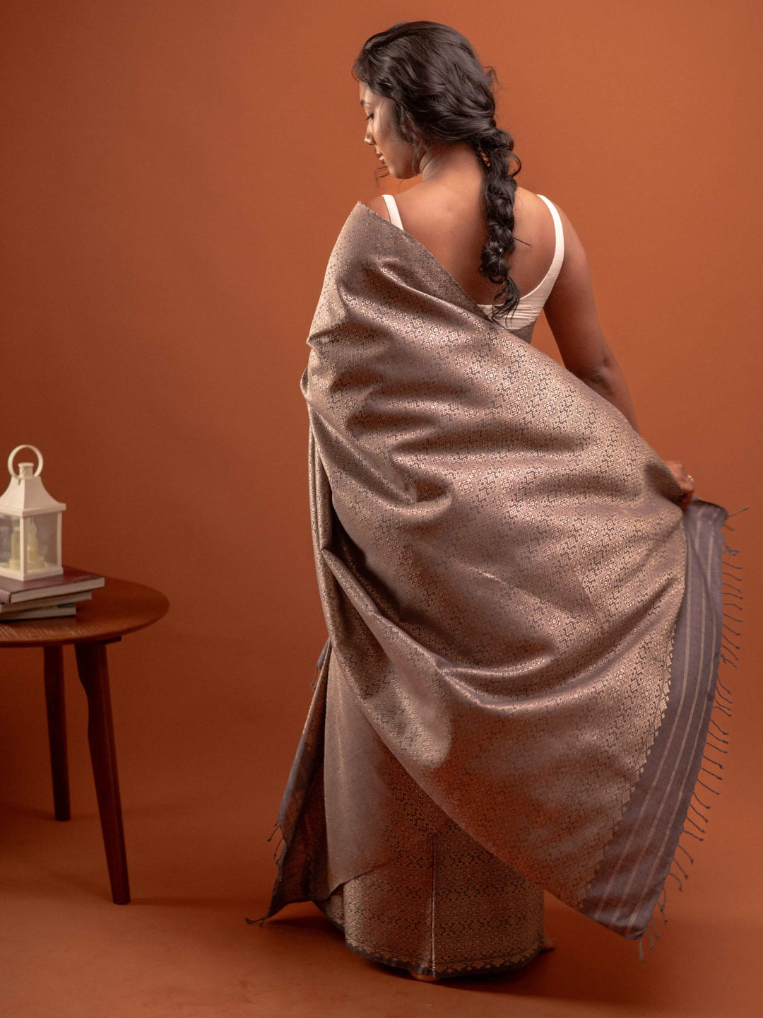 Grey Eri Tussar Silk Mekhela Sador