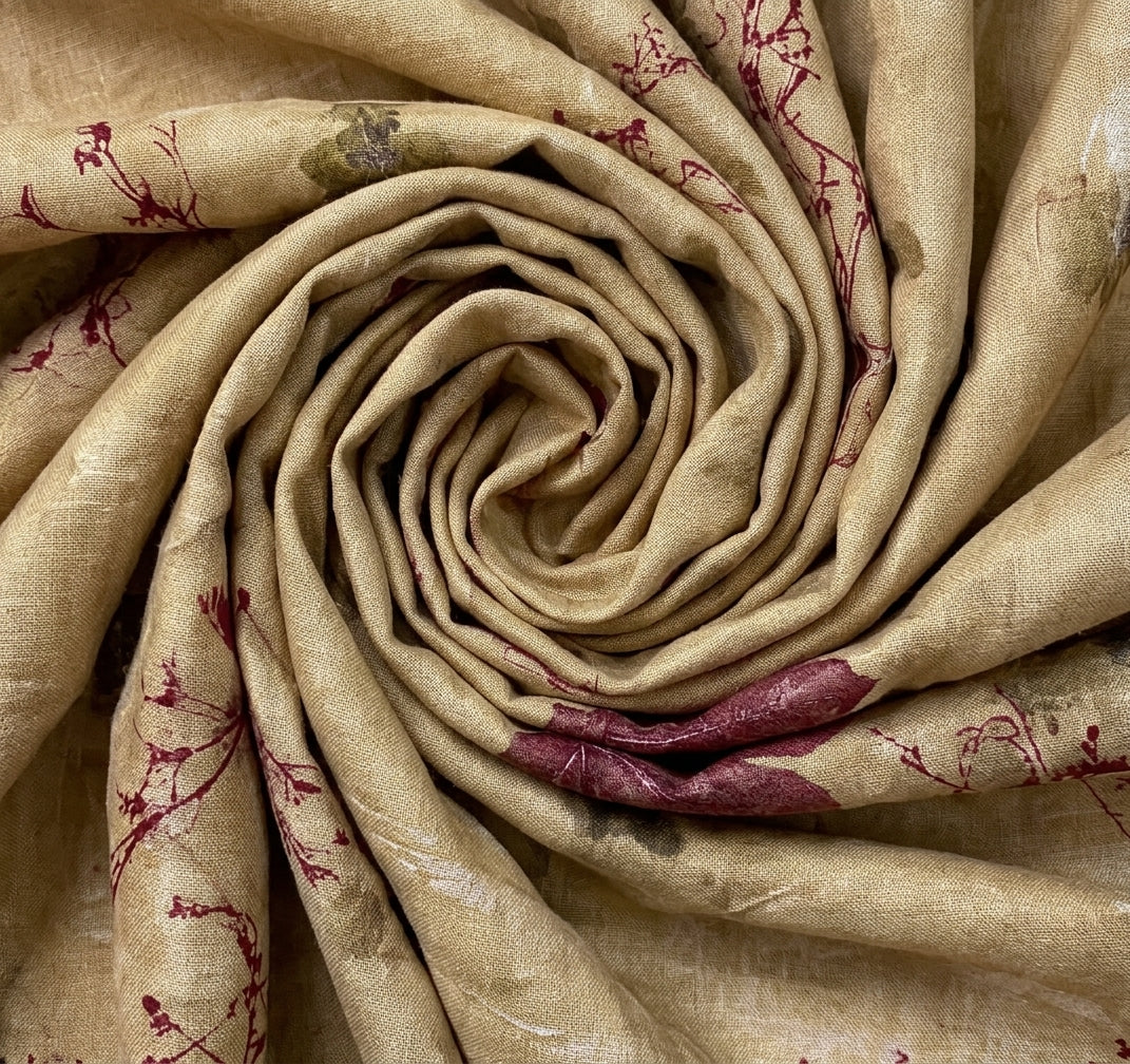 Turmeric Eco-Printed Silk Cotton Fabric