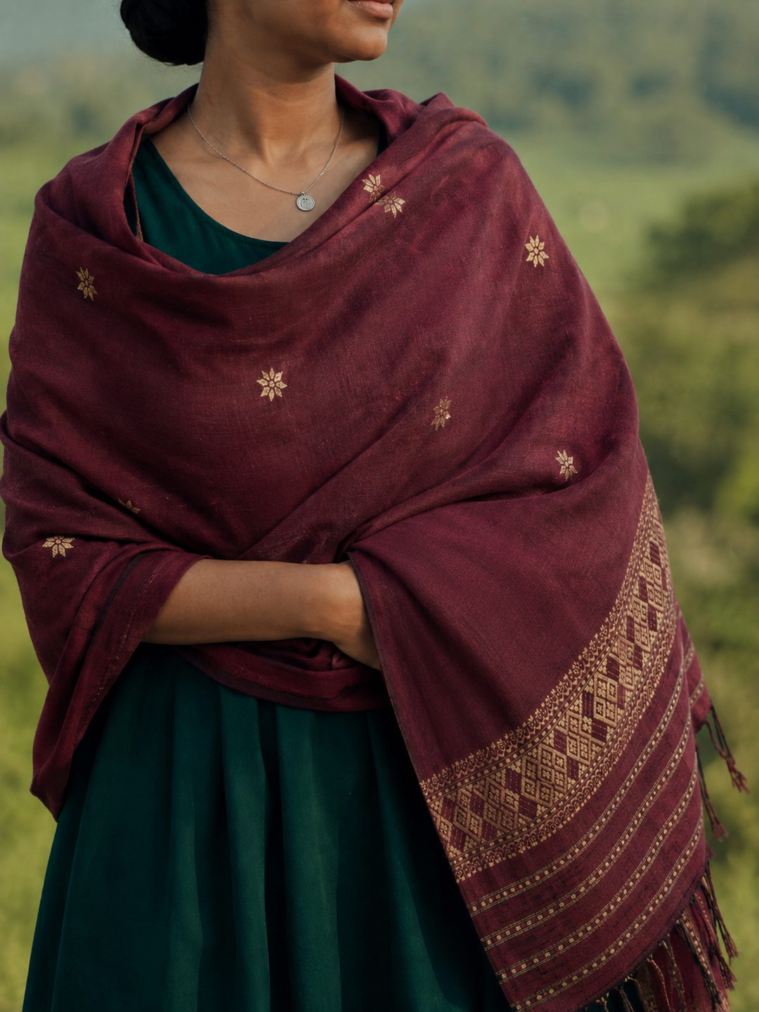 Ruby Red Cotton Silk Dupatta