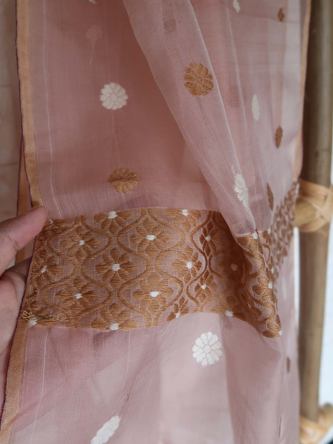 Rose Beige Mulberry Silk Dupatta