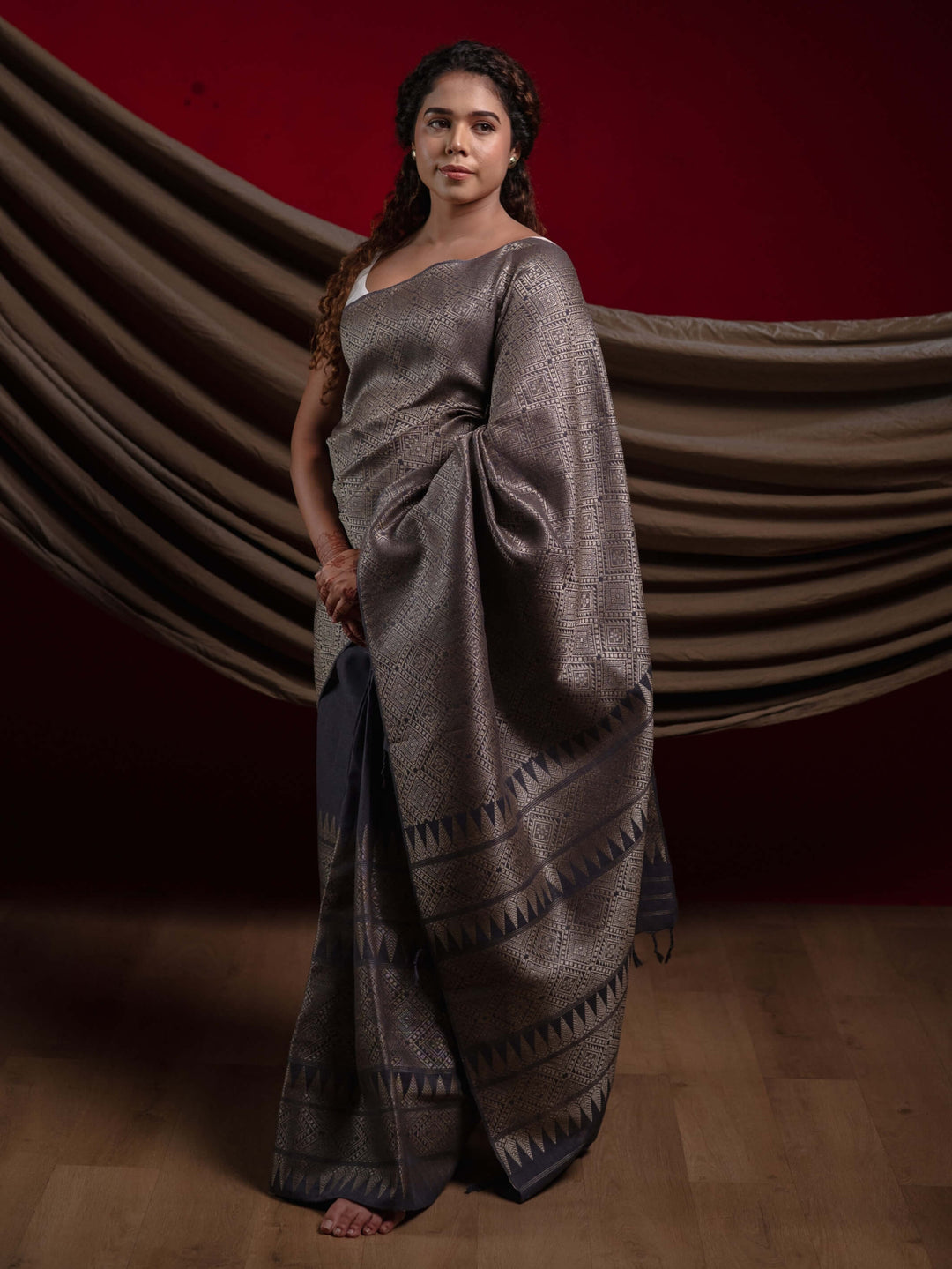 Grey Eri Tussar Silk Mekhela Sador