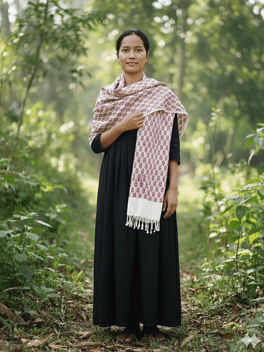 Berry Red Eri Silk Stole