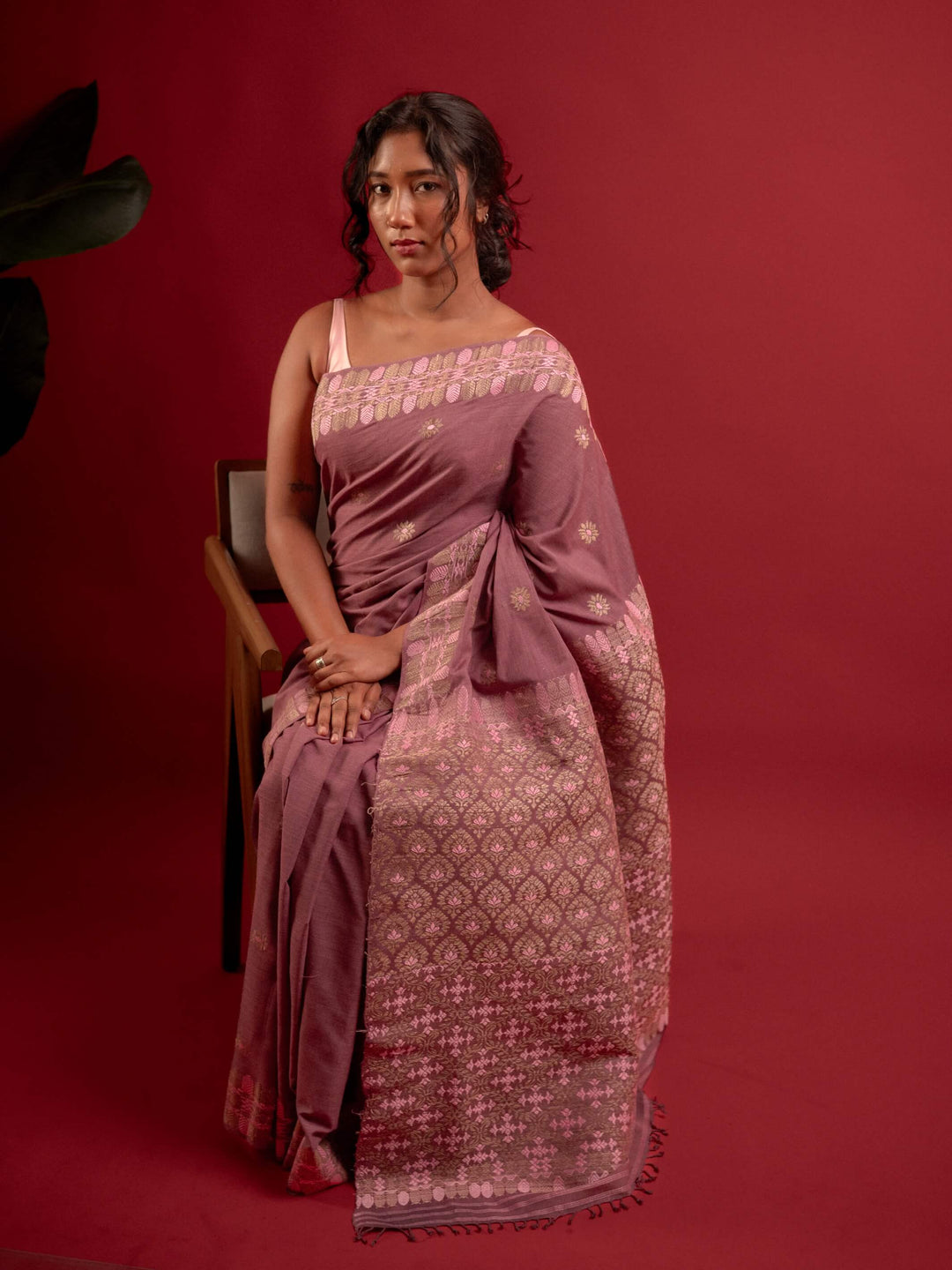 Mauve Rose Eri Silk Saree