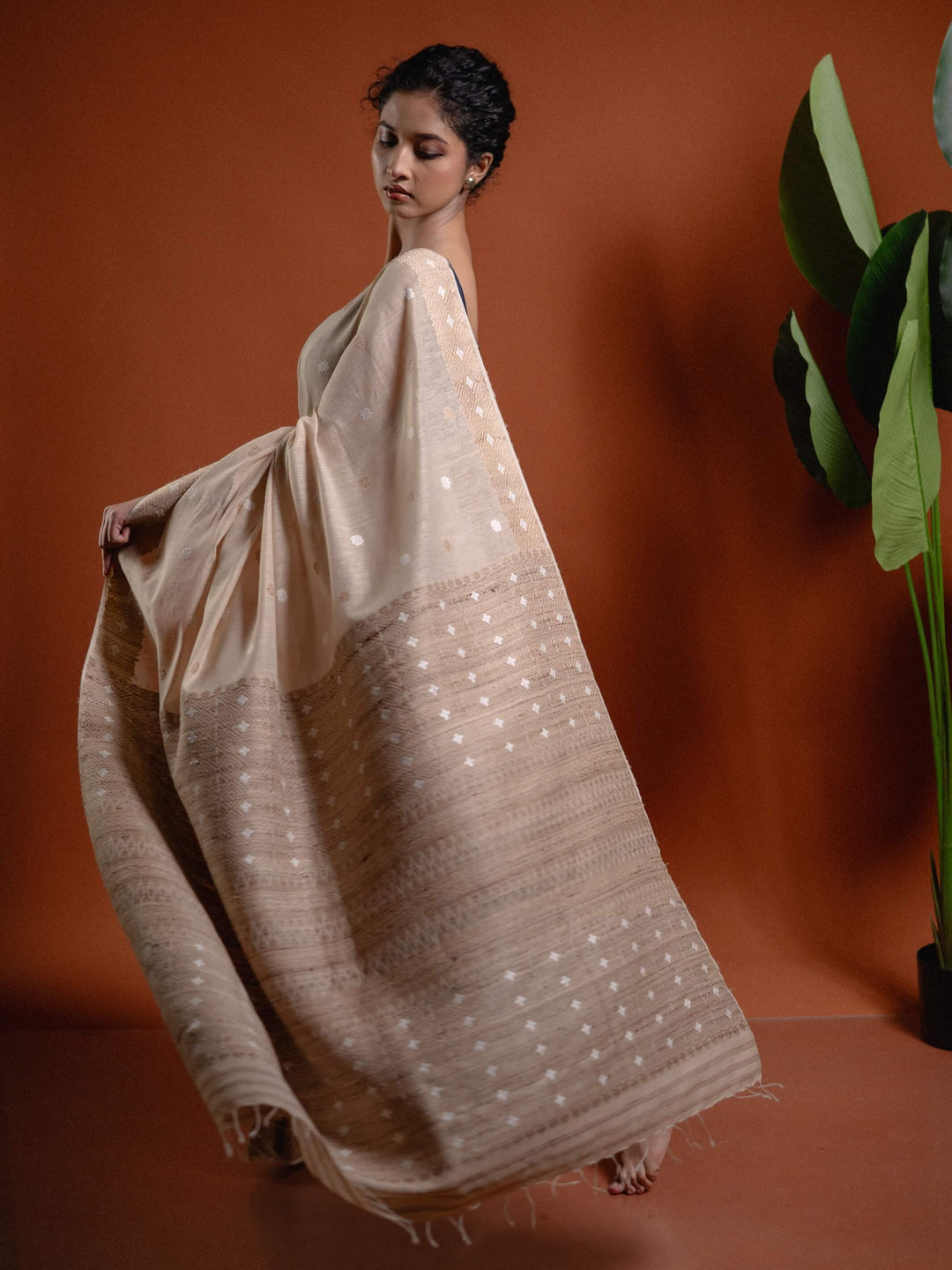 Natural Red Eri Silk Saree