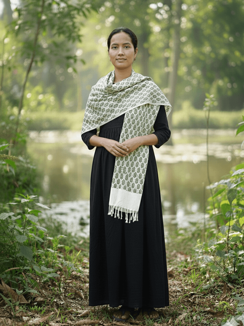 Olive Green Eri Silk Stole