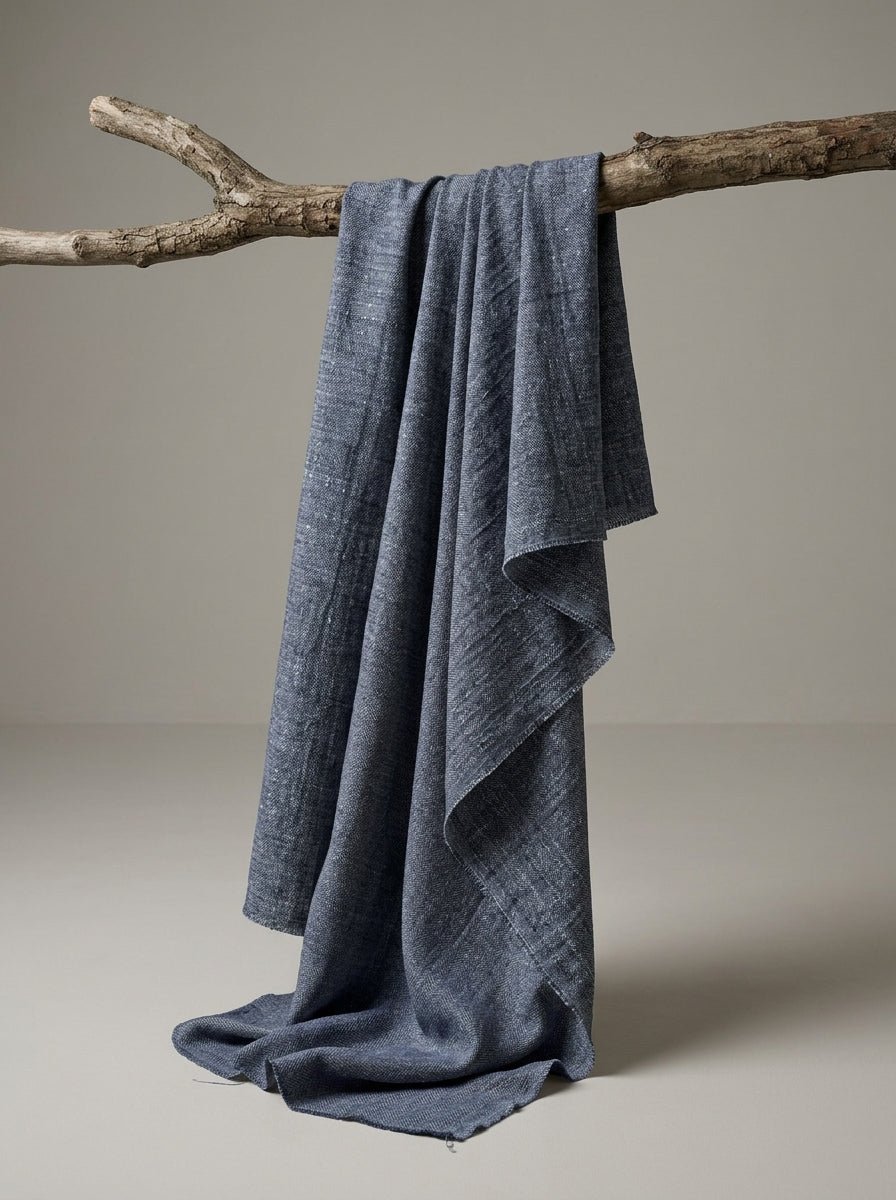 Ink Blue Eri Silk Fabric