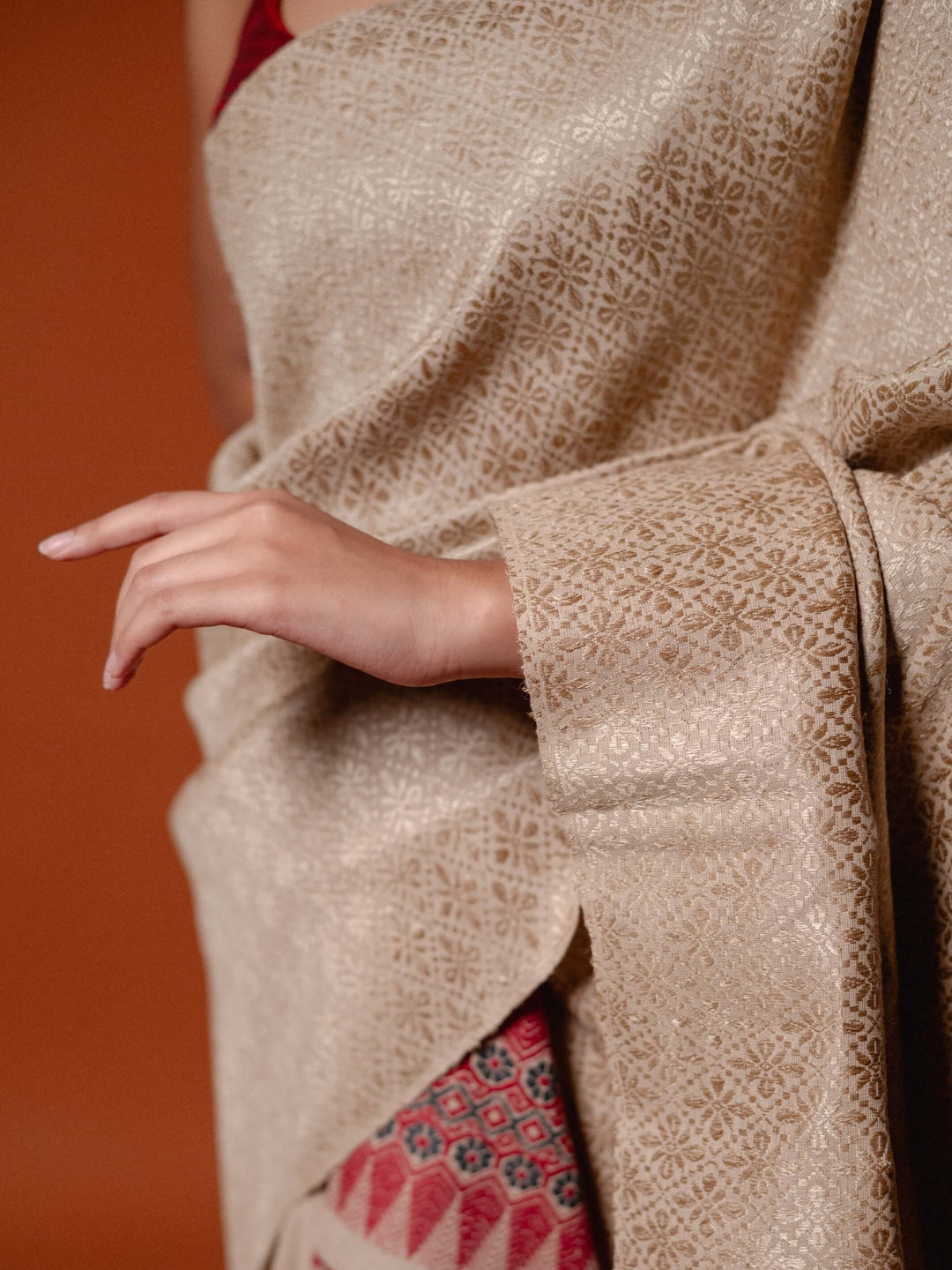 Natural Red Eri Silk Mekhela Sador