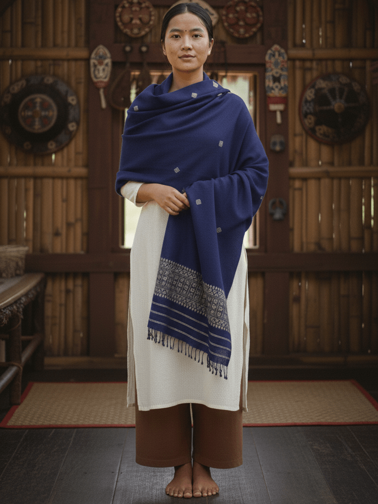 Indigo Cotton Silk Dupatta