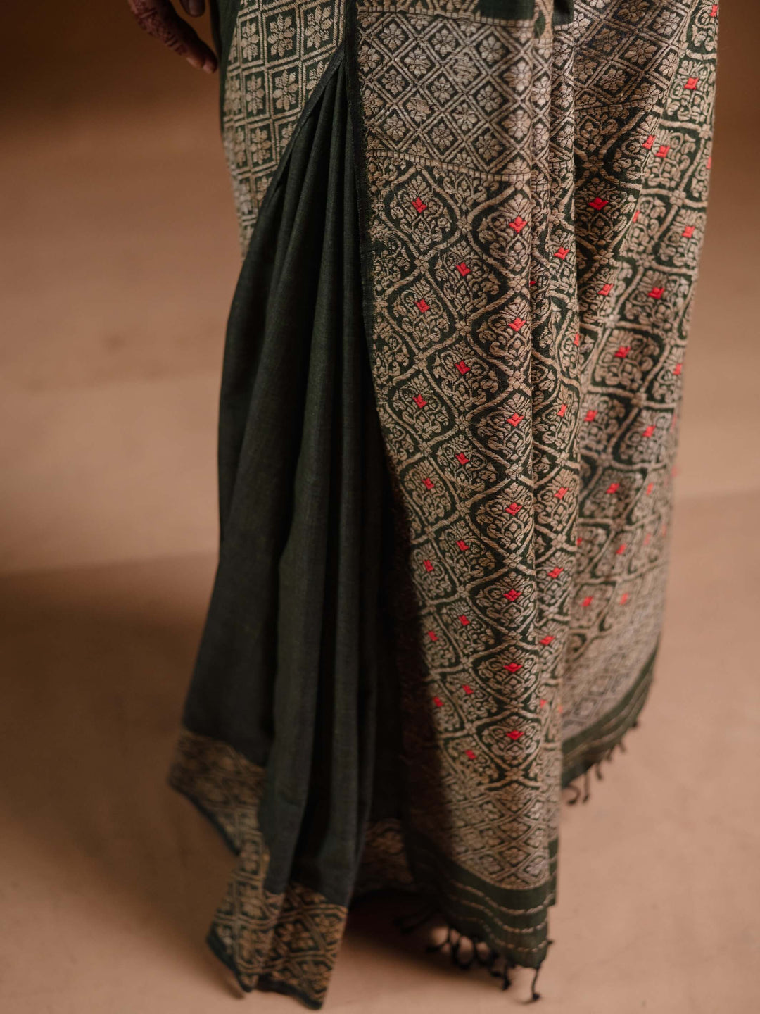 Hunter Green Eri Silk Saree