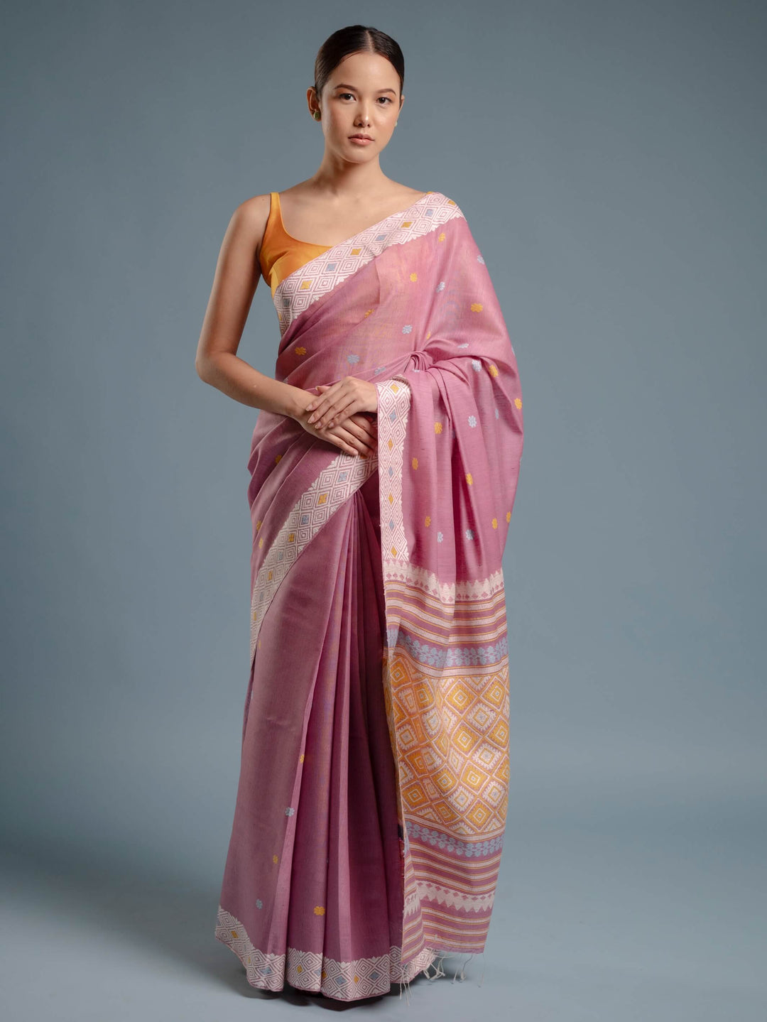 Smoky Lavender Eri Kesa Paat Silk Saree