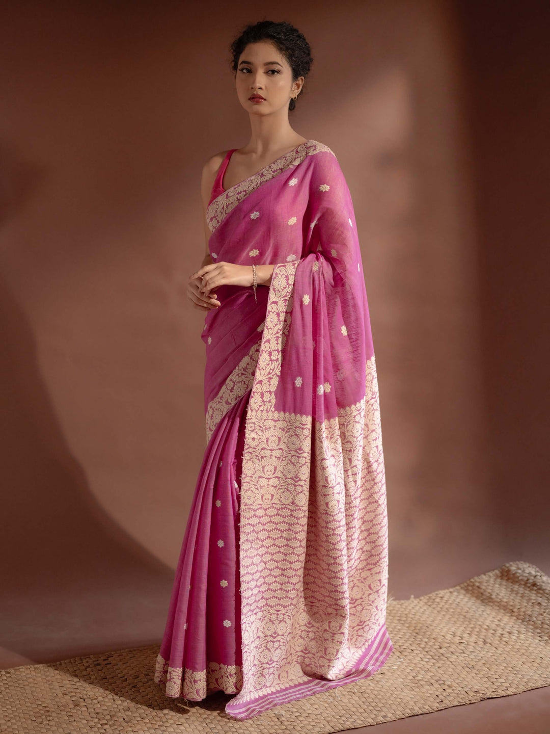 Magenta Pink Eri Kesa Paat Silk Saree