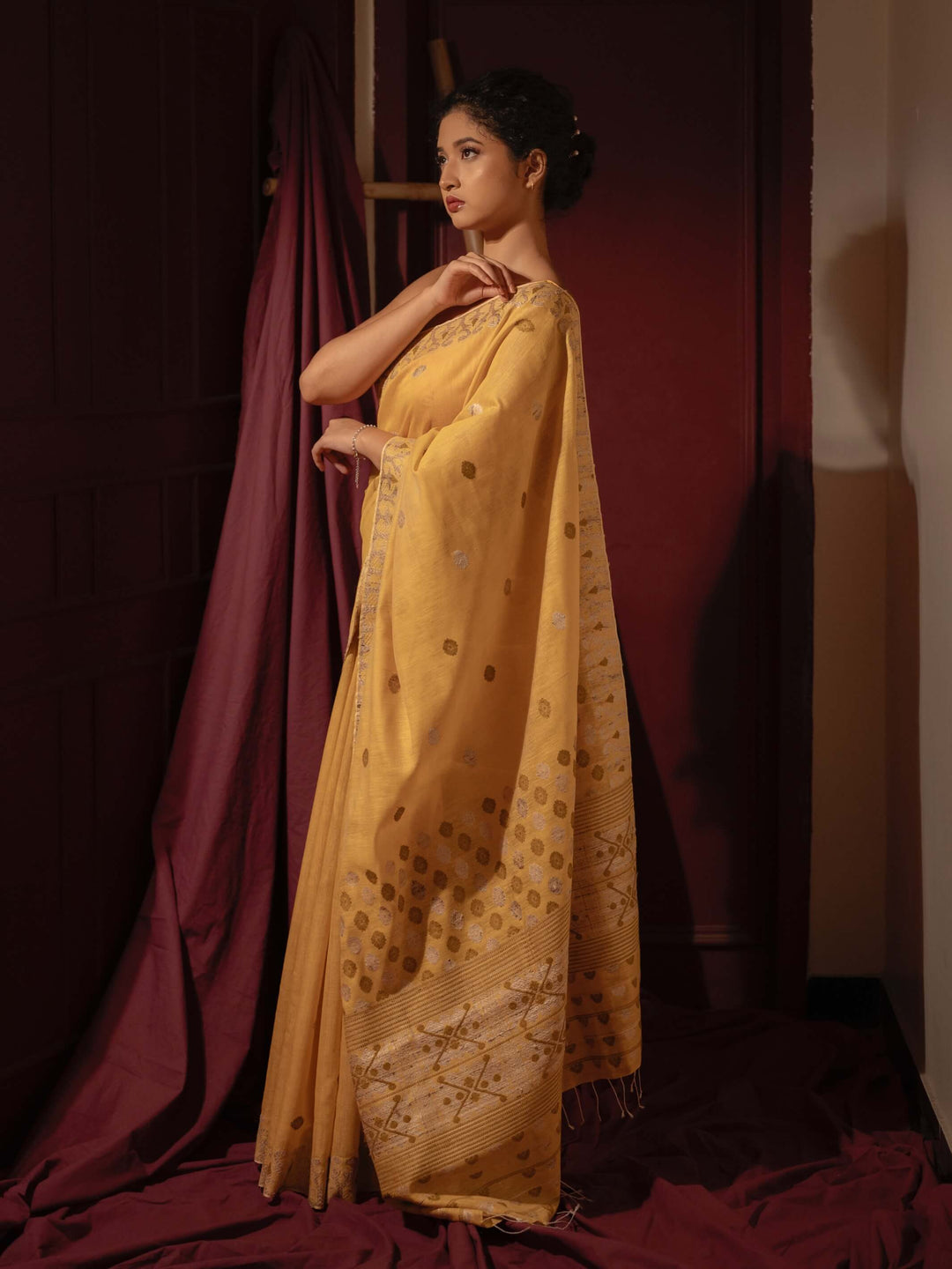 Mustard Eri Kesa Paat Silk Saree